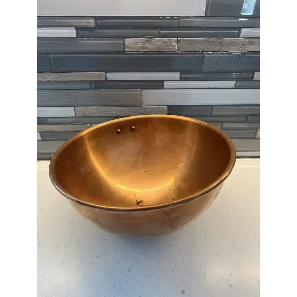 RARE 11” Copper Mixing Bowl W/ Patina Made In France Stamped STL “Sur La Table”